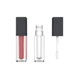 4.5ml / 0.15oz PETG Square Lip Gloss Tube with Round Inner, Wiper, ABS Cap & Customizable Wand Applicator