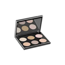 6-Pan Rectangular ABS Eyeshadow Palette with Round Wells, Mirror & Magnetic Closure