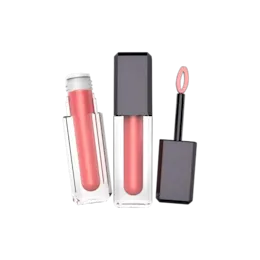 3.5ml / 0.12oz Thick-Wall PETG Square Lip Gloss Tube with Rounded Inner, Faceted Square ABS Cap & Customizable Doe-Foot Applicator