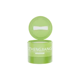 6.8oz / 200ml Refillable Monomaterial PP Double-Wall Straight Sided Cosmetic Jar with Hinged Cap & Integrated Spatula or Tweezers