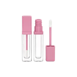 0.27oz / 8ml Thick-Wall PETG Square Lip Gloss Tube with Custom Color Collar, ABS Cap & Flocked Doe-Foot Applicator