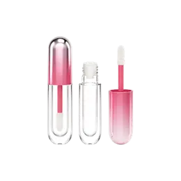 0.19oz / 5.5ml Thick-Wall PETG Round Pill-Shaped Lip Gloss Tube with ABS Cap & Customizable Doe-Foot Applicator