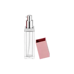 1oz / 34ml PETG Slim Square Cosmetic Bottle with Serum Pump & Rectangular Overcap