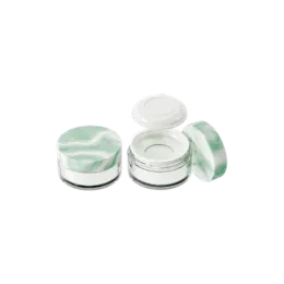 2.8oz / 84ml AS Straight Sided Loose Powder Sifter Jar with Mesh Screen, Hinged Flip-Up Sealing Disc & Custom Decorated Cap