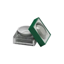 2.1oz / 61ml AS Square Loose Powder Mesh Sifter Jar with Flush Square Cap & Molded Plug-Style Integrated Sealing Ridge