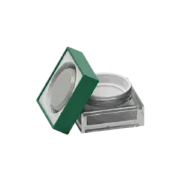 2.1oz / 61ml AS Square Loose Powder Mesh Sifter Jar with Flush Square Cap & Flat Integrated Sealing Disc