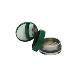 2oz / 60ml AS Straight Sided Loose Powder Sifter Jar with Metallic Sifter, Hinged Flip Top Cap & Integrated Mirror