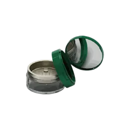 2.84oz / 84ml AS Plastic Straight Sided Loose Powder Sifter Jar with Hinged Flip-Top Cap & Mirror