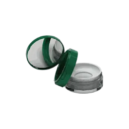 2oz / 62ml AS Straight Sided Loose Powder Jar with Small Mesh Sifter, Flip Top Cap & Mirror