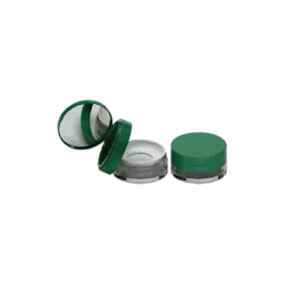 2oz / 62ml AS Straight Sided Loose Powder Jar with Small Mesh Sifter, Flip Top Cap & Mirror