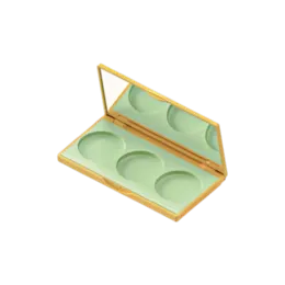 3-Pan Rectangular ABS & AS Eyeshadow Palette with Round Wells & Mirror