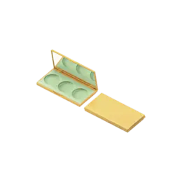 3-Pan Rectangular ABS & AS Eyeshadow Palette with Round Wells & Mirror