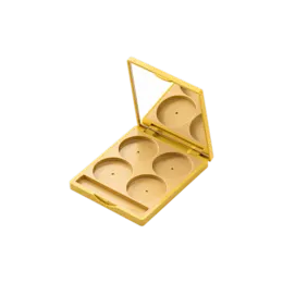 4-Pan Square ABS & AS Eyeshadow Palette with Round Wells, Mirror & Applicator Well