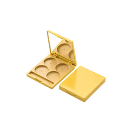 4-Pan Square ABS & AS Eyeshadow Palette with Round Wells, Mirror & Applicator Well