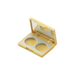 3.8g 2-Pan Rectangular Dual-Tone ABS Eyeshadow Compact with Round Wells & Mirror