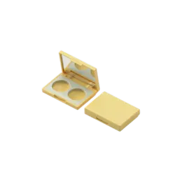 3.8g 2-Pan Rectangular Dual-Tone ABS Eyeshadow Compact with Round Wells & Mirror