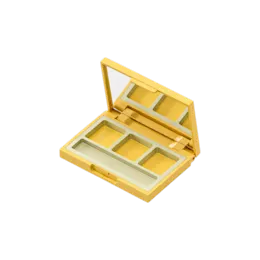 3-Pan Rectangular Dual-Tone ABS Eyeshadow Palette with Square Wells, Mirror & Applicator Well