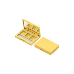 3-Pan Rectangular Dual-Tone ABS Eyeshadow Palette with Square Wells, Mirror & Applicator Well