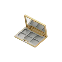 6-Pan Rectangular Dual-Tone ABS Eyeshadow Palette with Square Wells, Mirror & Push Button Closure
