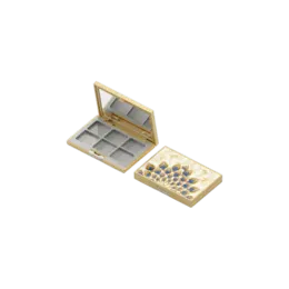 6-Pan Rectangular Dual-Tone ABS Eyeshadow Palette with Square Wells, Mirror & Push Button Closure