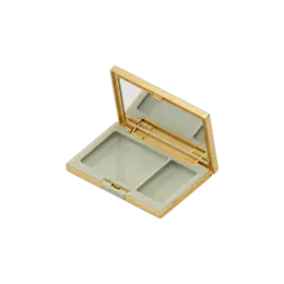 15.4g 2-Pan Rectangular Dual-Tone ABS Powder Compact with Mixed Wells, Mirror & Push Button Closure