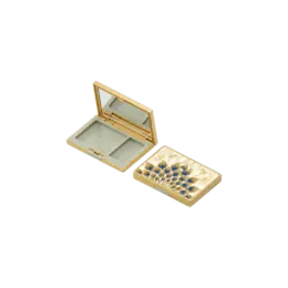 15.4g 2-Pan Rectangular Dual-Tone ABS Powder Compact with Mixed Wells, Mirror & Push Button Closure