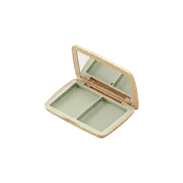 19.2g 2-Pan Rectangular Dual-Tone ABS Powder Compact with Rectangular Wells & Mirror