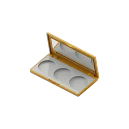 3-Pan Rectangular Dual-Tone ABS Eyeshadow Palette with Round Wells & Mirror