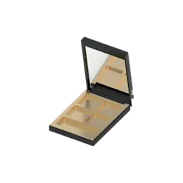 4-Pan Rectangular ABS & AS Eyeshadow Palette with Applicator Well, Mirror & Decorative Top Plate