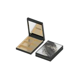 4-Pan Rectangular ABS & AS Eyeshadow Palette with Applicator Well, Mirror & Decorative Top Plate