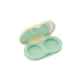 2-Pan Oval ABS & AS Eyeshadow Compact with Round Wells & Mirror
