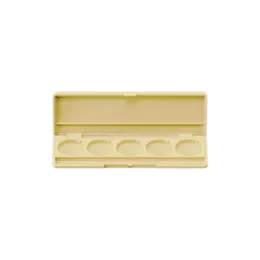 5-Pan Rectangular ABS & AS Eyeshadow Palette with Round Wells, Custom Top Plate & Applicator Well