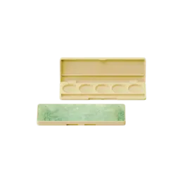 5-Pan Rectangular ABS & AS Eyeshadow Palette with Round Wells, Custom Top Plate & Applicator Well