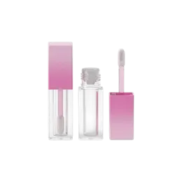 0.25oz / 7.3ml Thick-Wall PETG Square Lip Gloss Tube with ABS Cap & Customizable Wand Applicator