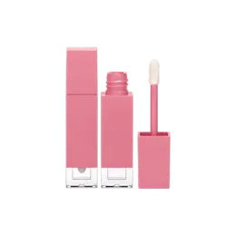 0.21oz / 6.1ml Thick-Wall PETG Square Lip Gloss Tube with Transparent Base, ABS Cap & Customizable Wand Applicator