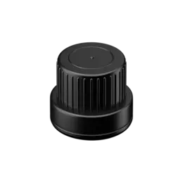 18-DIN Tamper-Evident Black PP & PEHD Screw Cap with Violet Inlay