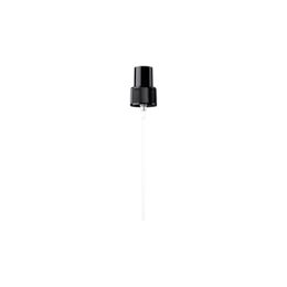 24-410 Black Ribbed PP Fine Mist Sprayer with Black Overcap, 0.14cc Dosage