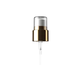 24-410 Black PP Fine Mist Sprayer with Gold Metallic Collar & Clear Overcap, 0.2cc Dosage