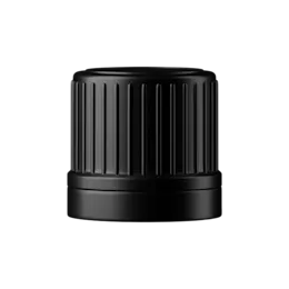18-DIN Tamper-Evident Black PEHD Pourer Cap with Black Pourer