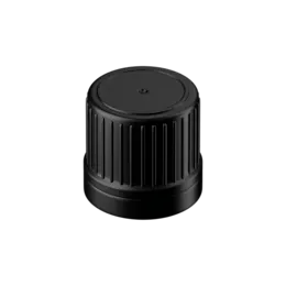 18-DIN Tamper-Evident Black PEHD Pourer Cap with Black Pourer