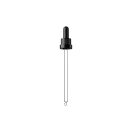 18-DIN Black Ribbed Tamper-Evident TPE Bulb Glass Pipette Dropper with Bent Ball Tip, 1cc Dosage