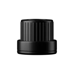 18-DIN Tamper-Evident Black PP Pourer Cap with Black Pourer