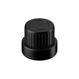 18-DIN Tamper-Evident Black PP Pourer Cap with Black Pourer