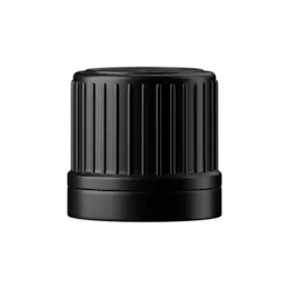 18-DIN Tamper-Evident Black PEHD Screw Cap with Violet Inlay