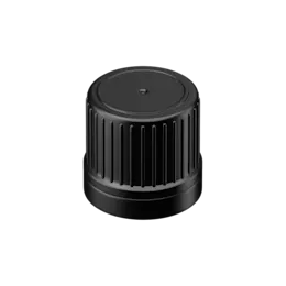 18-DIN Tamper-Evident Black PEHD Screw Cap with Violet Inlay