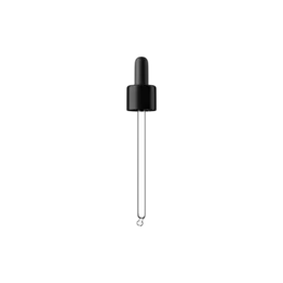 18-DIN Black TPE Bulb Pipette Dropper with Tamper-Evident Band & Bent Ball Tip, 1cc Dosage