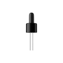18-DIN Black TPE Bulb Pipette Dropper with Tamper-Evident Band & Bent Ball Tip, 1cc Dosage