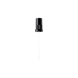 18mm DIN Black Ribbed PP Fine Mist Sprayer with Black Overcap, 0.14cc Dosage