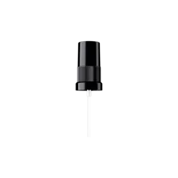 18mm DIN Black Ribbed PP Fine Mist Sprayer with Black Overcap, 0.14cc Dosage