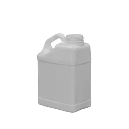 135oz / 4L 38-400 HDPE F-Style Industrial Jug with Slanted Handle & Recessed Label Panel